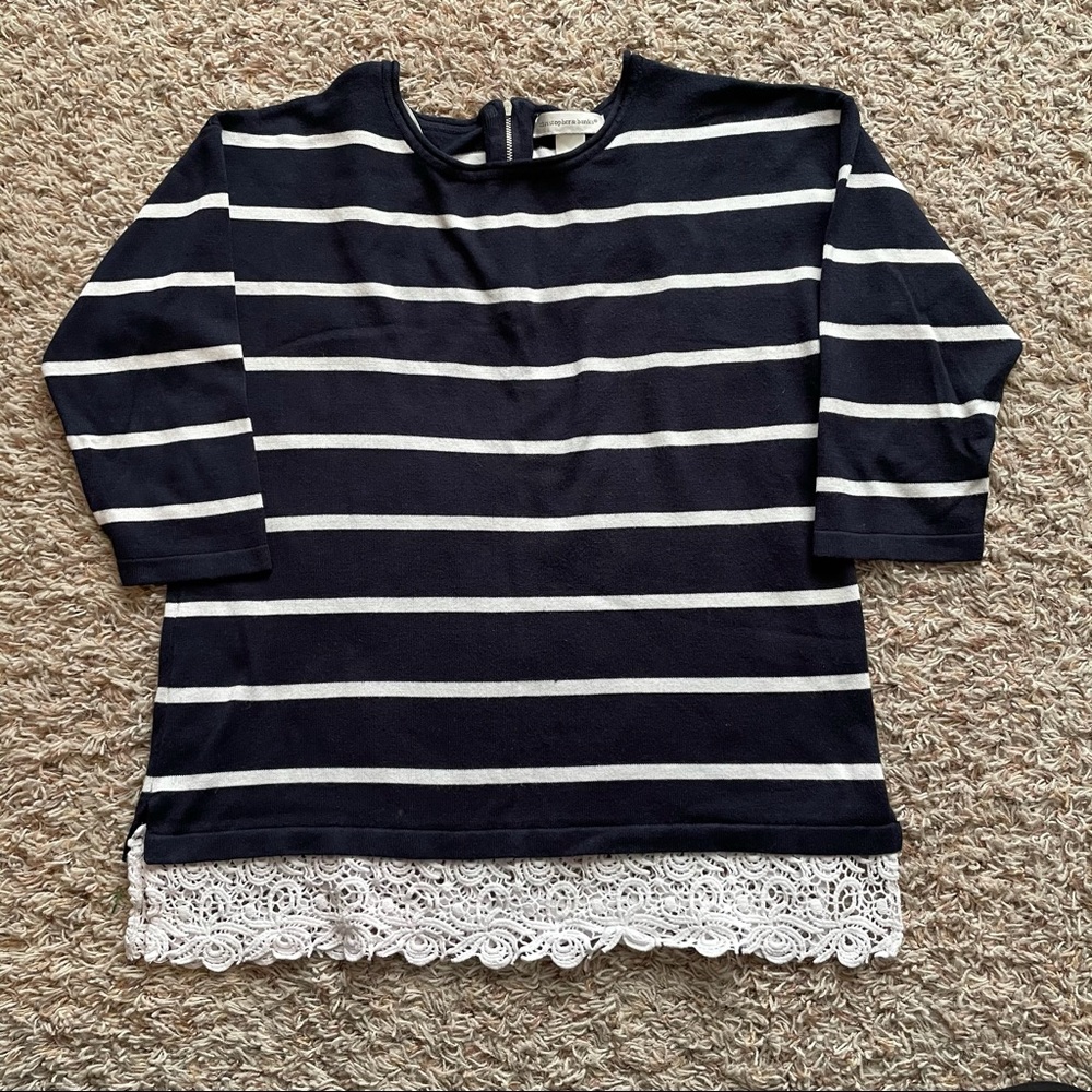 💛💛Christopher & Banks Navy Stripe & Lace Cardigan